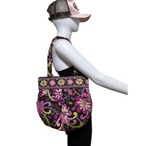 Vera Bradley Quilted Morgan Purple Punch Floral Pattern Shoulder Bag Tote